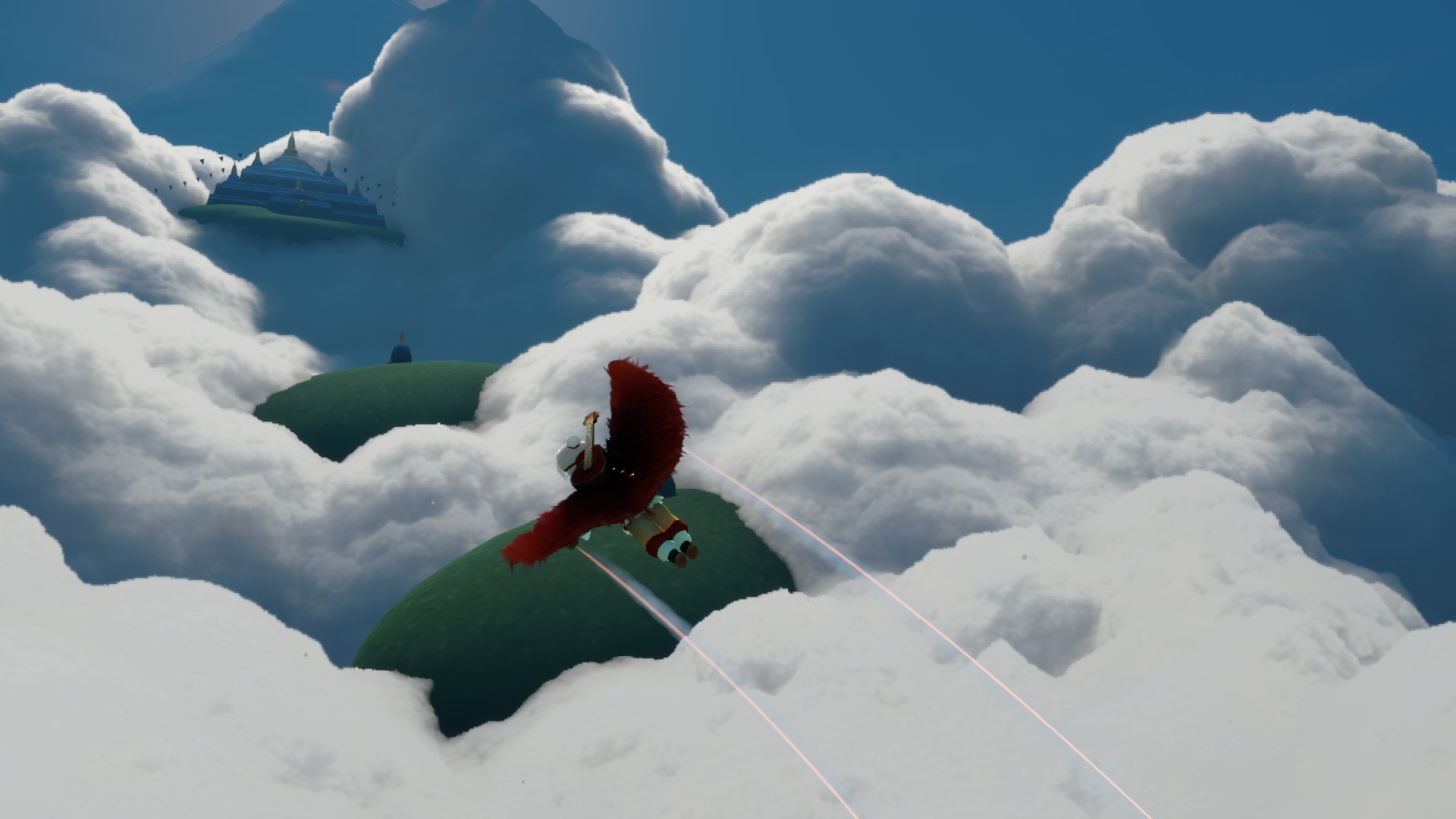 Sky Children of the Light gameplay showing character flying through clouds